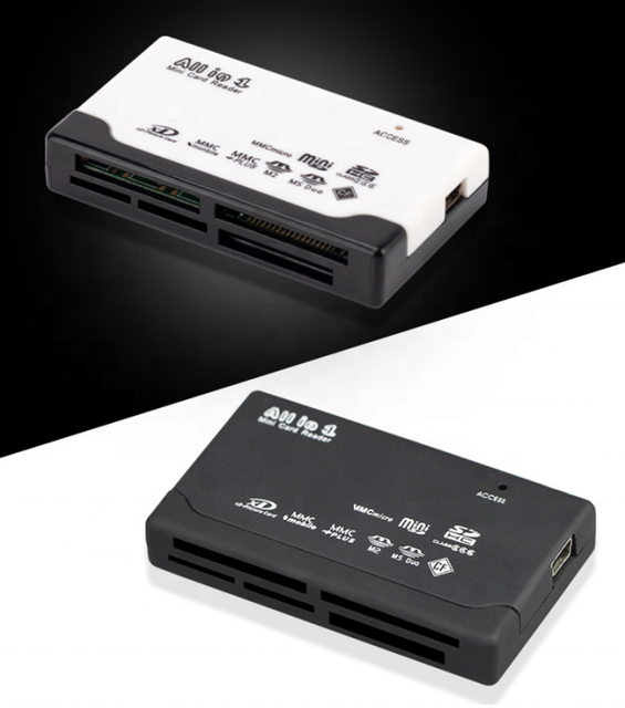 Kingyes Multi-Card Reader All-in-One SD CF XD MS MMC Smart Card External USB 2.0 ABS Black White for Notebook/Tablet