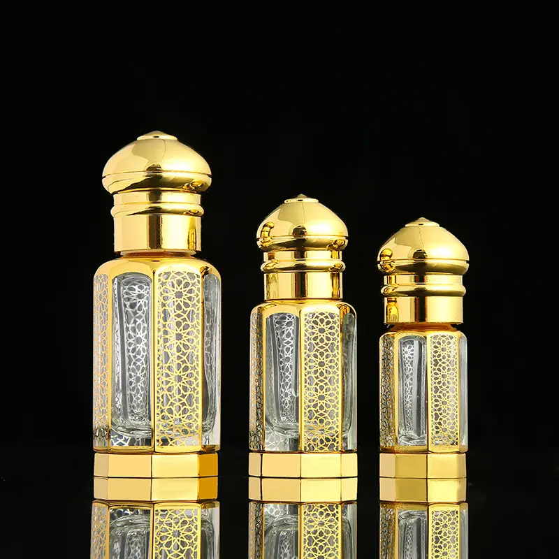 3ml 6ml 12m Tola Attar Mini Attar arabico bottiglie di olio essenziale di vetro decorativo e profumo bottiglia di olio Oud