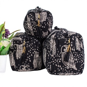 Bolsa de Maquillaje de Algodón de Primera Calidad con Estampado Étnico, Organizador de Cosméticos de Gran Capacidad, con Cierre, 3 Piezas, Accesorios de Viaje para Mujer - Product Image 5