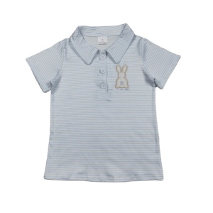 Camiseta Polo de Manga Corta para Niños, con Bordado de Conejito de Pascua, Informal, Transpirable, para Verano, Ropa Infantil RTS Boutique - Product Image 1