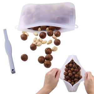 Sacs alimentaires en silicone personnalisés, écologiques, portables, sans BPA, avec fermeture éclair, pour fruits, légumes et collations (500 ml) - Product Image 3