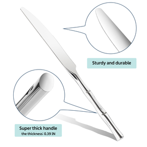 Ensemble de couverts en acier inoxydable forgé à la main en 5 pièces, argenterie de mariage, couverts en bambou - Product Image 3
