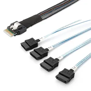 KinKuo SlimSAS 38Pin Kabel SFF-8654 Ke 4XSATA Kabel 6Gbps 0.6M Sff-8654 4x Kabel untuk Hard Disk