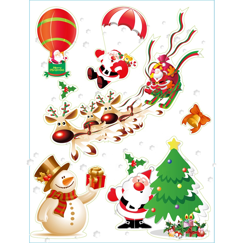 Статическое Приклеивание, рождественские украшения, стеклянные ПВХ наклейки для окон, поделки, наклейки для детей, подарочные бирки