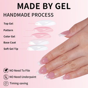 OEM Gel Nail Natural Pre-diseño Translúcido Color Gel Tips Square Coffin <span class=keywords><strong>Ballet</strong></span> Almendra Nail Press On Soft Gel French Nail Tips - Product Image 3