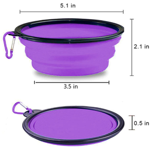 Food Grade Silicone Customizable Pet Folding Bowl With Carabiner, Lightweight <b>Collapsible</b> Travel Feeding Bowl for Dog and Cat - Product Image 3