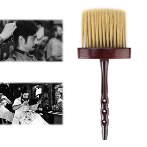 Brosse à cheveux rectangulaire à poils, manche long en bois, pour salon de coiffure et nettoyage du cou - Product Image 1