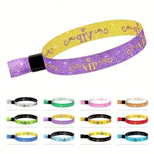 Pulseras de Identificación VIP de Tela Tejida con Logotipo Personalizado OEM, Pulseras de Poliéster para Entrada a Eventos - Product Image 1