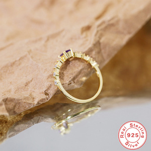 Anillos de Boda de Moda con Forma de Huevo, Zirconia Púrpura, Diamante de Color Fantasía, Plata de Ley S925, Anillo de Regalo de Boda para Mujer - Product Image 2