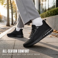 Nouvelles chaussures de course respirantes avec empeigne en tricot, coussin d'air, absorption des chocs, antidérapantes, légères, pour hommes, toutes saisons