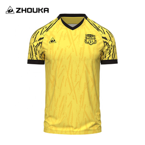 Maillots de football en sublimation de haute qualité en gros, <span class=keywords><strong>t</strong></span>-<span class=keywords><strong>shirt</strong></span> personnalisé pour hommes, maillot de football rétro original orange jaune, uniformes de football - Product Image 1