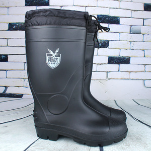 Botas de Lluvia para Hombre, Invierno, Forro de Algodón, Cálidas, Antideslizantes, para Nieve, Negras, Tacón Bajo, Color Sólido - Product Image 3