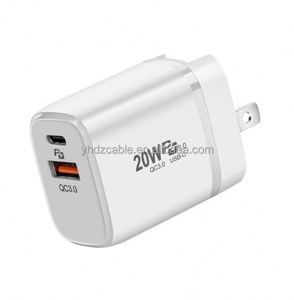 20W Fast Charger Travel Wall Charger QC3.0 Smartphone Charger USB A+<b>Type</b> <b>C</b> Dual Port Charging Block - Product Image 6