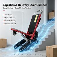 Chariot électrique industriel portable pour monter les escaliers, chariot à chenilles rechargeable pour le transport sur les escaliers intérieurs et extérieurs