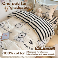 Parure de lit quatre pièces en coton épais 100 % résistant à l'abrasion, motif chiot de dessin animé, tissu brocart, incluant draps et housse de couette