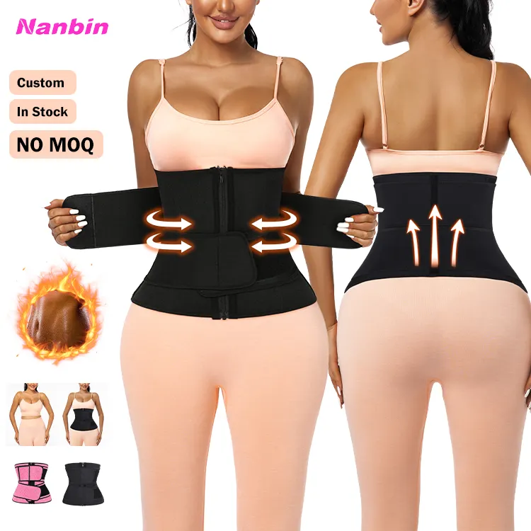 NANBIN Wholesale High Quality Body Shaper Popular Black Style Double Belt And Zipper Corset Waist Trainer