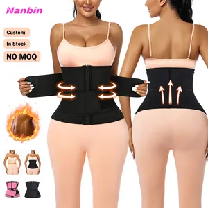 Nanbin modelador de corpo, atacado, de alta qualidade, estilo preto, popular, cinto duplo e zíper, espartilho de treino de cintura