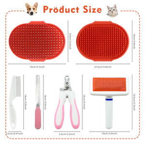 Juego de aseo para gatos con limpiador suave, peine antipulgas, cortaúñas para mascotas, recortador para animales pequeños y baño de masaje - Product Image 2