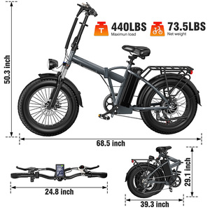 Bicicleta Eléctrica Mini de Neumáticos Anchos, 7 Velocidades, Capacidad de Carga de 200 kg, Plegable, Neumáticos Gruesos, Pedido al por Mayor, Precio de Fábrica OEM/ODM para Venta al por Mayor - Product Image 2