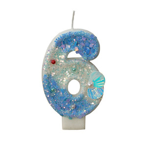 Vela de Cumpleaños con Forma de Concha Marina en Degradado Azul, Decoración para Pastel, Artículos para Fiestas - Product Image 4