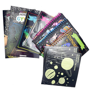 Livre de dessin et de coloriage <span class=keywords><strong>manga</strong></span>, papier à gratter magique arc-en-ciel, livre à gratter fait main pour enfants avec pochoir et autocollant - Product Image 6