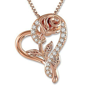 Collar con colgante de rosa de amor para mujer, joyería con diamantes, venta al por mayor - Product Image 2