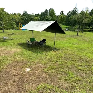 Bâche de Camping Portable étanche abri solaire ombre tente de plage auvent bâche avec 2 pôles pour le Camping en plein air