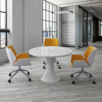 Table de réunion ronde modulaire en panneaux de bois blancs de luxe moderne pour 4 personnes, mobilier de bureau pour la maison, les hôtels, les écoles, les salles de conférence