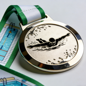 Trophées sportifs personnalisés en cuivre 2026, grande médaille de compétition en métal, médailles de natation dauphin avec ruban - Product Image 2