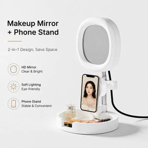 Lampe annulaire de bureau pour ordinateur portable avec clip, accessoires pour consommateurs, directement de l'usine, lampe de voyage pliable améliorée pour téléphone et selfies - Product Image 3