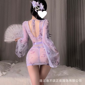Sexy see-through butterfly nightgown, erotic lingerie set, perfect for a seductive and alluring night. - Product Image 2