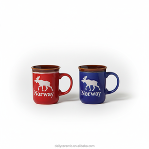 Taza de Café de Cerámica con Relieve de Alce, Recuerdo de <span class=keywords><strong>Noruega</strong></span>, Personalizada, de Gres Liling, 350 ml, Taza de Té para Tienda de Regalos - Product Image 1