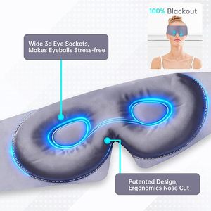 Masque de sommeil en bambou 3D occultant pour dormeurs latéraux, masque oculaire sans pression pour voyage en avion (gris) - Product Image 4