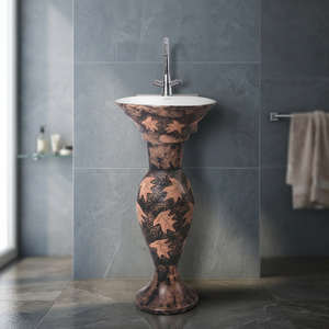 Juego de pedestal de lavabo de cerámica de dos piezas de diseñador, lavabo de Arte de Color para tocador de baño Morbi India - Product Image 4