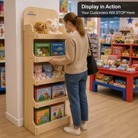 Exhibidor de Madera de 5 Niveles Personalizado para Tienda de Juguetes, Estante de Madera para Piso, Fácil de Montar, Exhibidor Personalizado para Minoristas, Certificado FSC