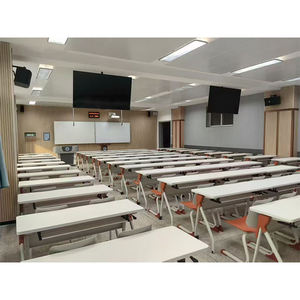 Ensemble de chaises et de bureaux scolaires modulaires commerciaux avec table pliante coulissante et mobile, durable et écologique, pour les séminaires scolaires et les études - Product Image 5