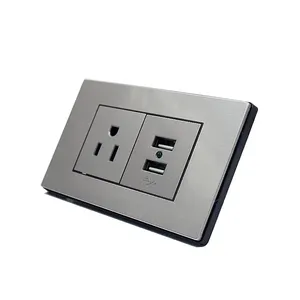 High Quality South American Standard USB Wall Socket US 15A Receptacle Outlet Socket With Double USB Charger