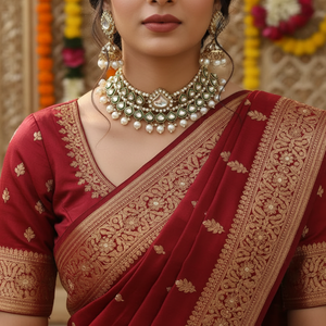 Super Quality Traditional Gold Plated Pearl Choker Necklace Set with Jhumka Earrings <b>Indian</b> Wedding Bridal Jewelry Set - Product Image 3
