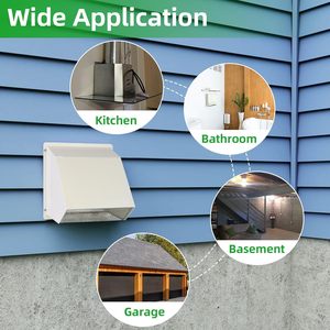 Capot d'évacuation mural en acier galvanisé blanc de 4 pouces avec grille/amortisseur pour la ventilation des cuisinières extérieures – Style moderne - Product Image 6