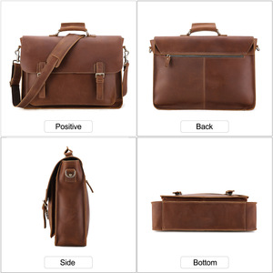 Dujiang Genuine <b>Leather</b> <b>Briefcase</b> Large Capacity Men's Business Laptop Bag Shoulder Crossbody Bag - Product Image 4