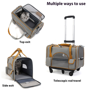 लक्जरी पालतू ट्रॉली बैग हल्के जिपर बंद पालतू जानवर वाहक कुत्ते बिल्लियों के लिए बड़े क्षमता वाले पहियों के साथ - Product Image 4