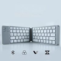 Mini teclado inalámbrico BT silencioso, recargable, ultrafino y plegable para portátil, tableta, teléfono, con diseño en francés, ruso, brasileño y árabe.