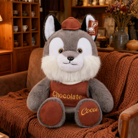 Peluche loup gris personnalisée, jouet en peluche doux, loup mignon habillé d'un chapeau, pour les commandes en gros, fournitures de jouets, marché de la revente