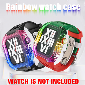 Nouvelle arrivée Upro, boîtier de montre arc-en-ciel, boucle en acier inoxydable, bracelet en fluororubber respirant, montre 49 mm 44/45 mm pour Apple Watch - Product Image 1