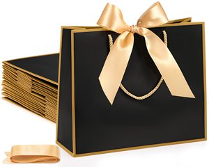 Sac en papier cadeau avec logo imprimé personnalisé Emballage élégant en ruban avec nœud pour les mariages Fête des mères Anniversaires et fêtes de demoiselle d'honneur - Product Image 1