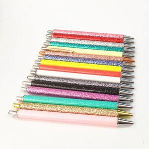 Stylo à bille rétractable en métal coloré avec paillettes brillantes en résine époxy, idéal comme cadeau de mariage - Product Image 4