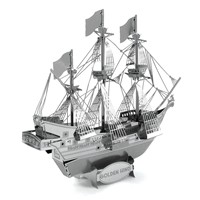 Modèle de bateau en métal 3D Black Pearl, kit de bricolage, artisanat, argent gravé, décoration de bureau éducative, cadeau