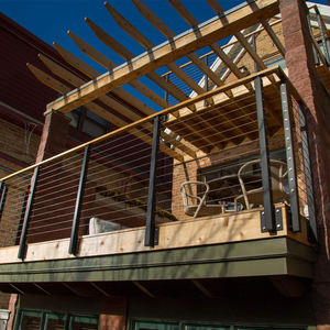 Rampe de balcon de jardin en acier inoxydable 304 de conception moderne pour terrasse extérieure avec câble et <span class=keywords><strong>PVC</strong></span> pour villa - Product Image 1