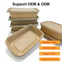 Boîte à lunch jetable en poudre de bambou biodégradable et écologique, récipient alimentaire compostable pour plats à emporter, compatible micro-ondes, boîte bento