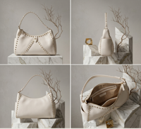 Sac fourre-tout et bandoulière grande capacité au design rétro et tendance pour femme, sac à l'épaule style « Hot Girl » avec rivets, sacs pour femmes